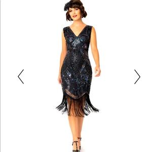 Unique Vinyage beaded fringe flapper dress!